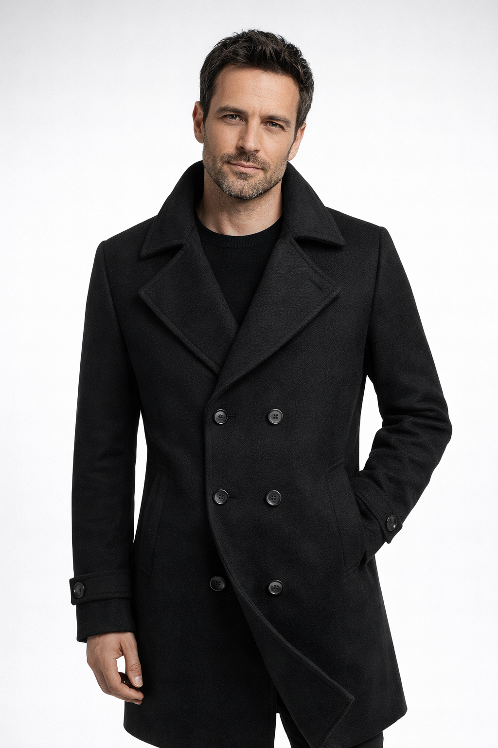 Overcoat worn outdoors