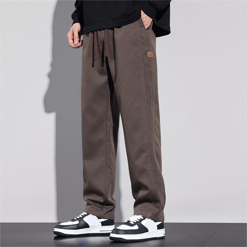 Men's loose straight leg trousers front view