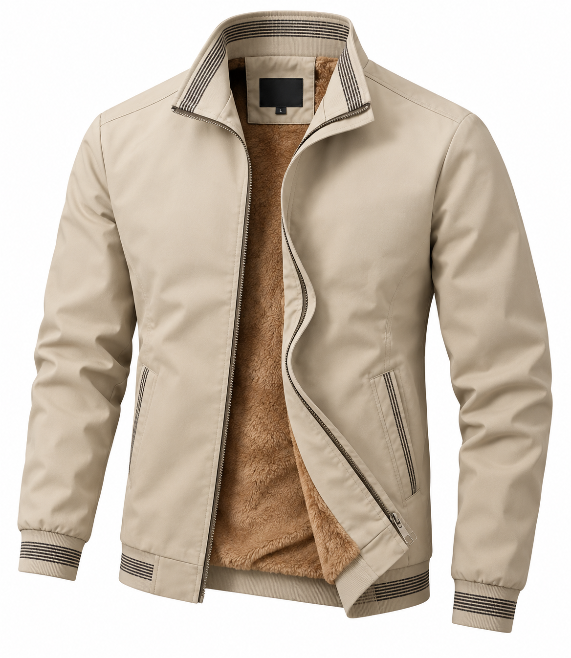 Model wearing cotton jacket outdoors