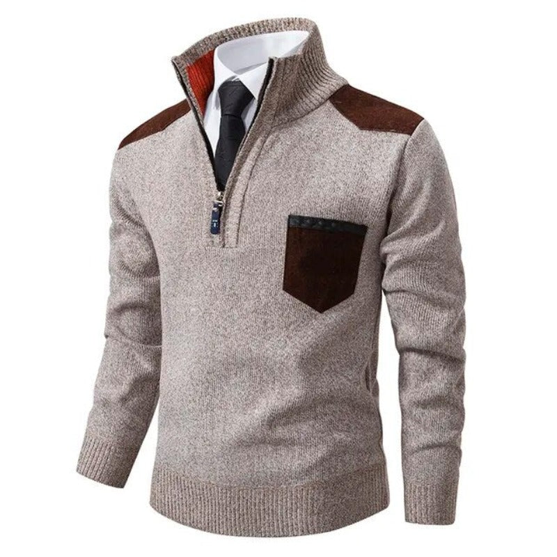 Men's half zip knit jumper front view
