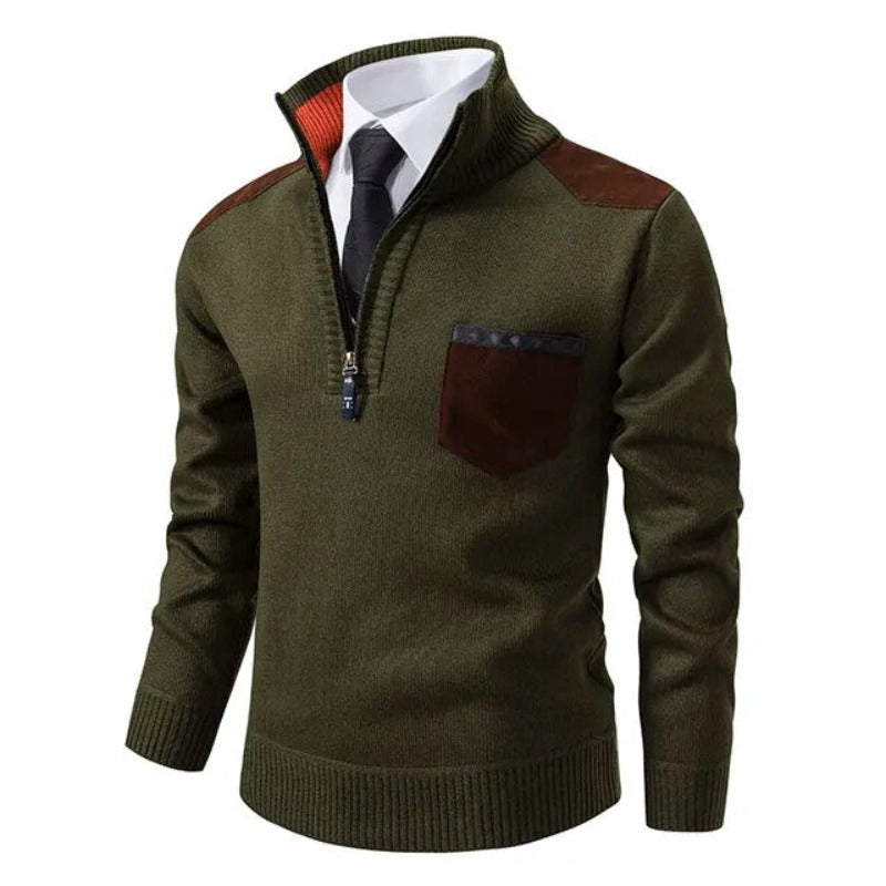 Men's half zip knit jumper side view