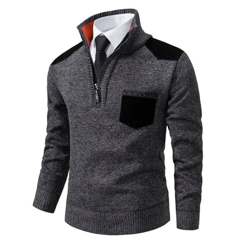 Men's half zip knit jumper back view