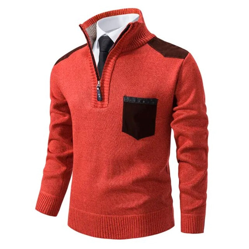 Man wearing half zip knit jumper