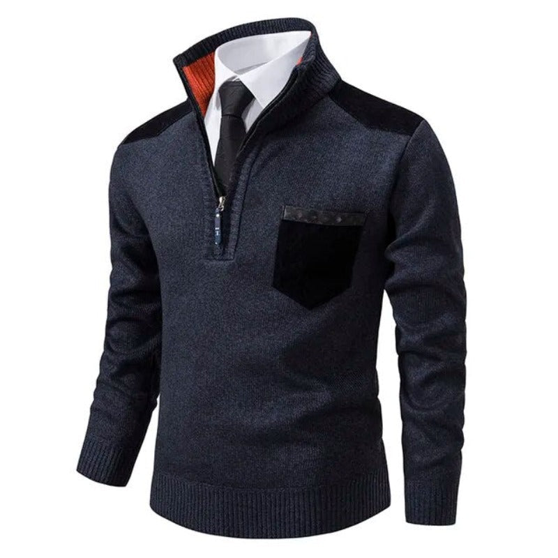 Men's half zip knit jumper folded flat