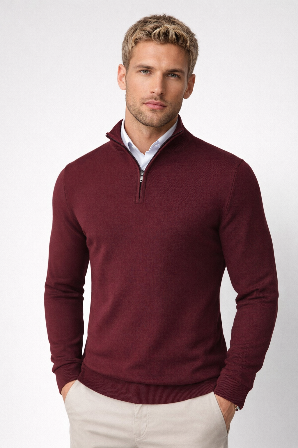 Ribbed cuff detail on knitted jumper
