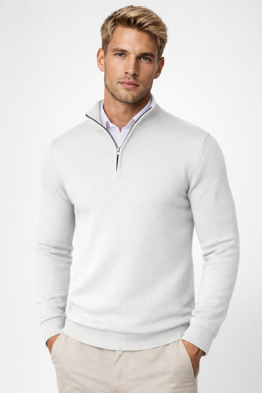 Men's jumper worn with jeans
