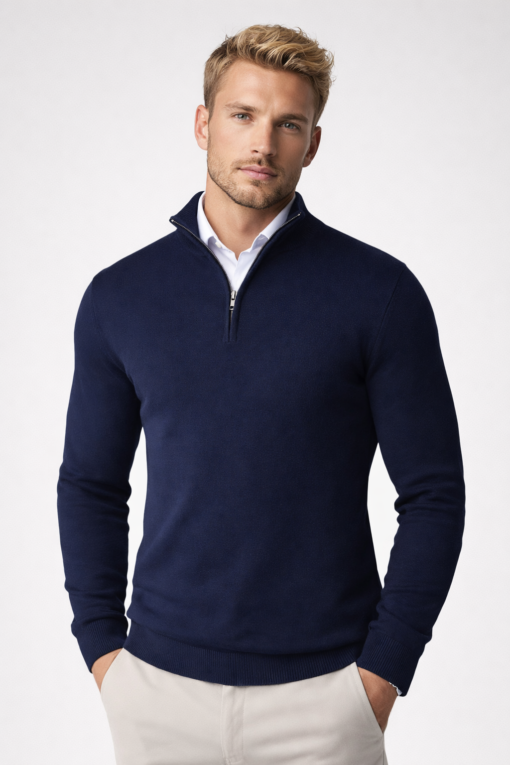 Half-zip jumper side view