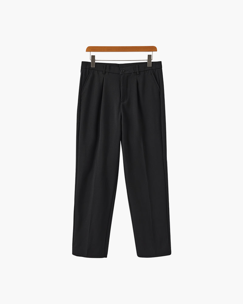 Black wide-leg high-waist trousers front view