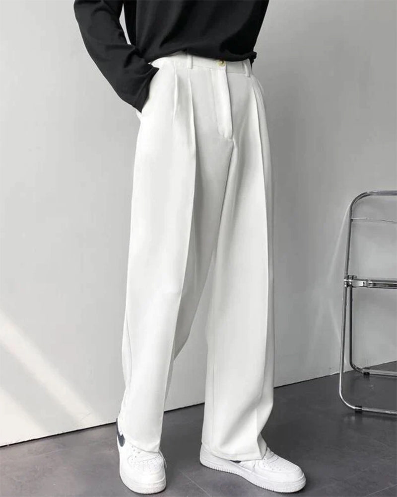 Trousers displayed on hanger front view