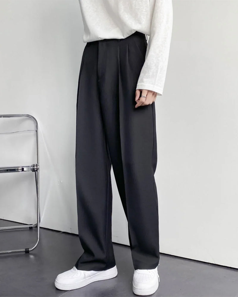 White wide-leg high-waist trousers front view