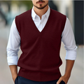 Men's knitted sleeveless V-neck jumper front view