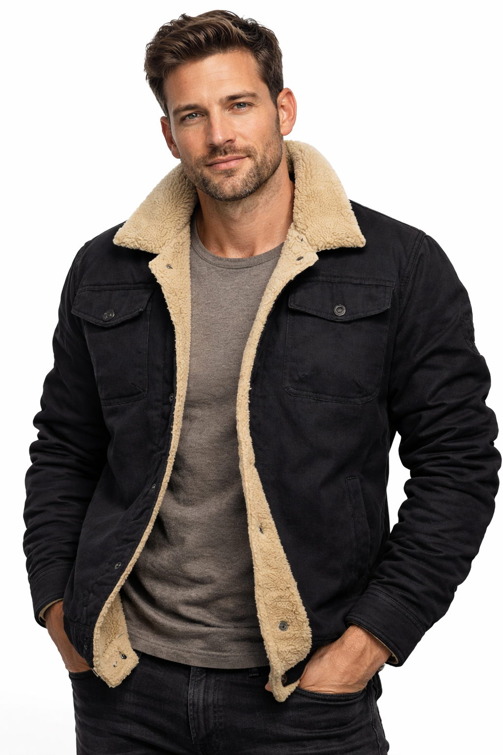 Bomber jacket collar and hem detail