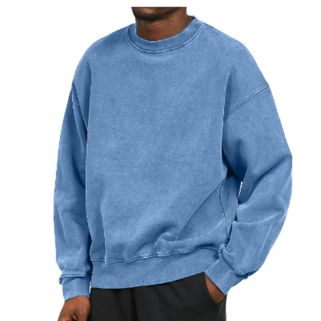 Close-up of crew neckline and sleeve