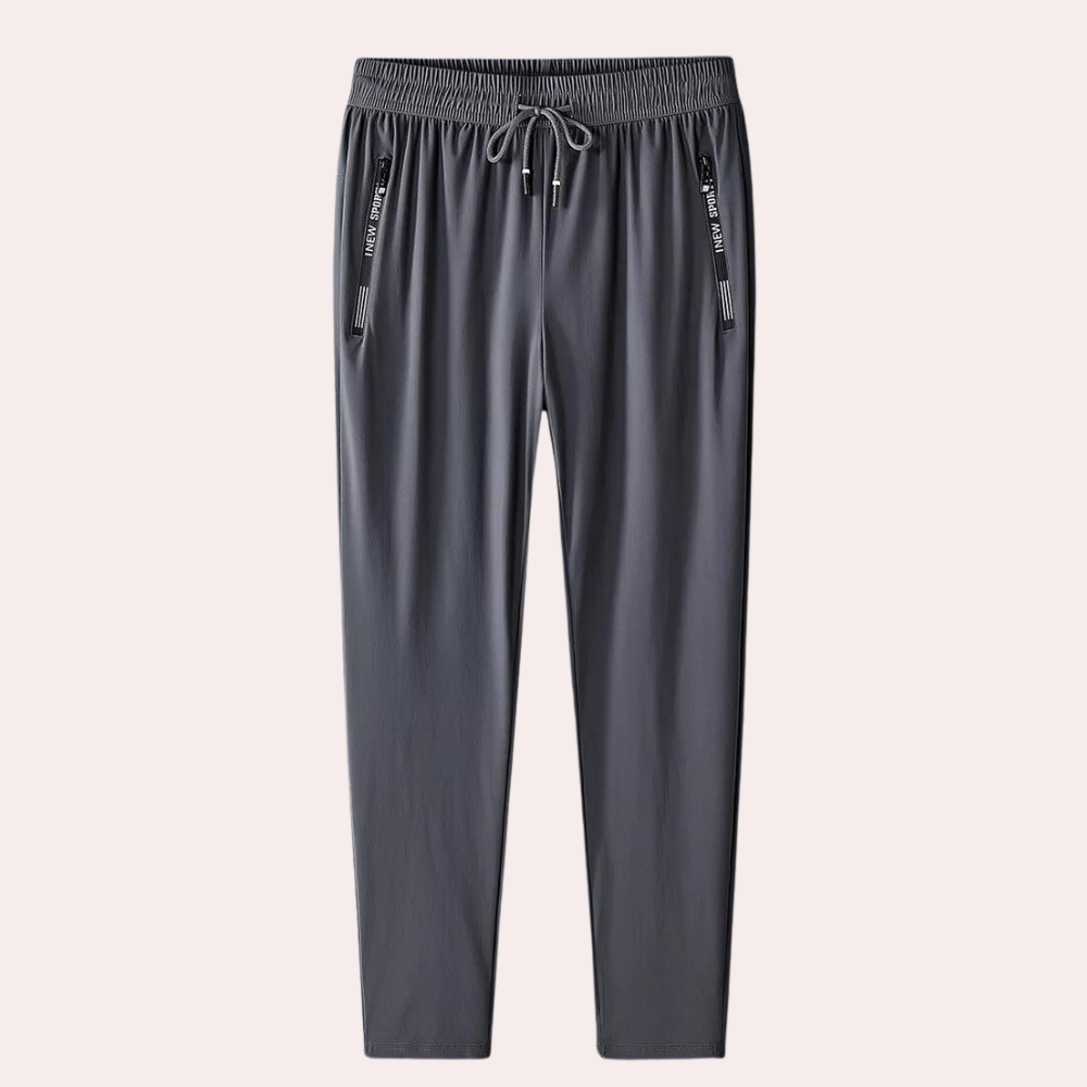 Grey jogger trousers front view