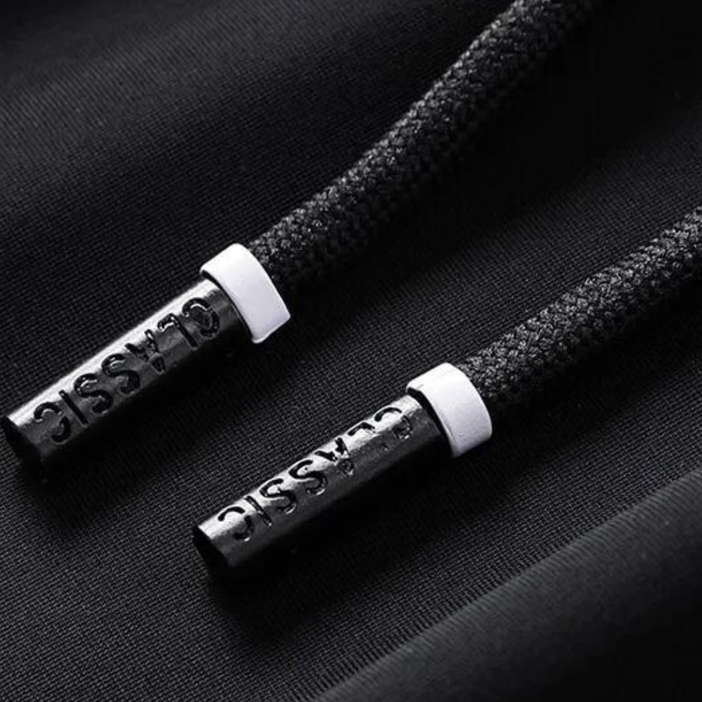 Close-up of zip pocket detail on trousers