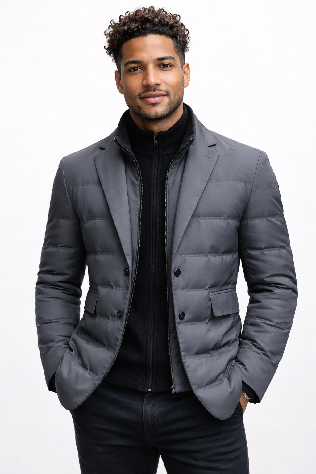 Men's quilted jacket in grey colour