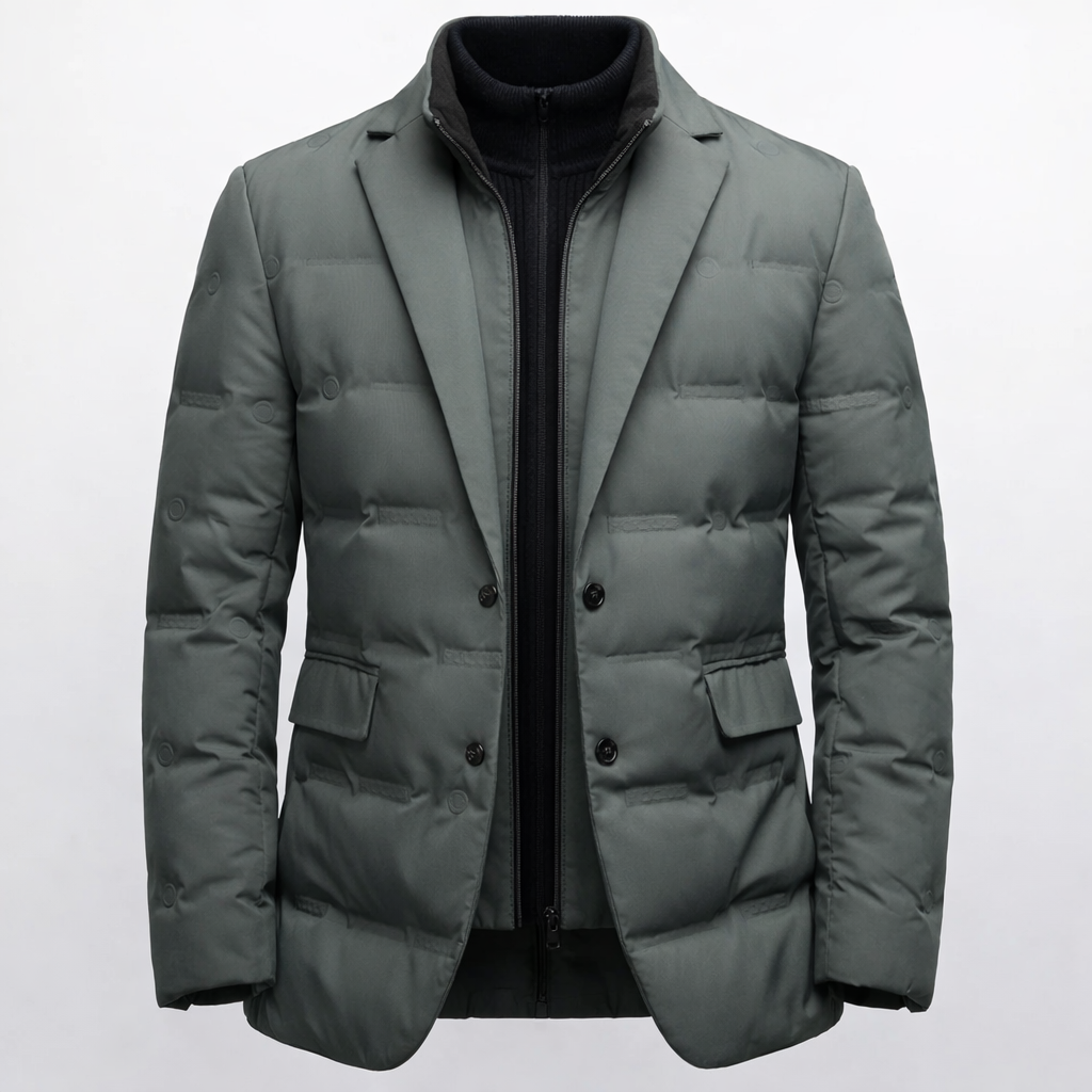 Men's quilted jacket collar detail