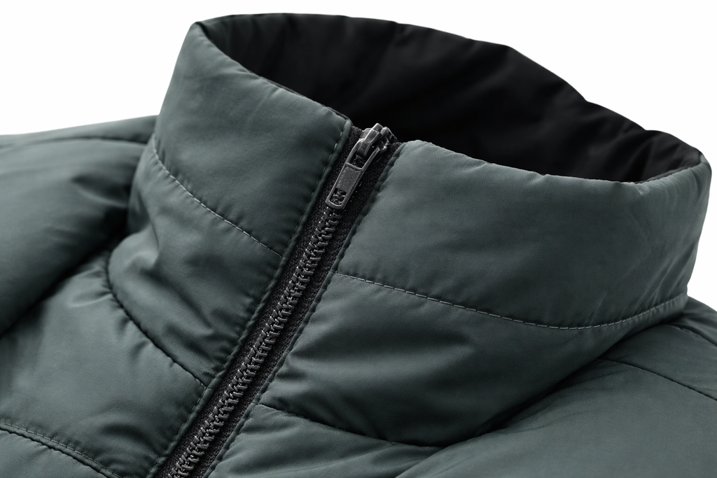 Men's quilted jacket worn with jeans