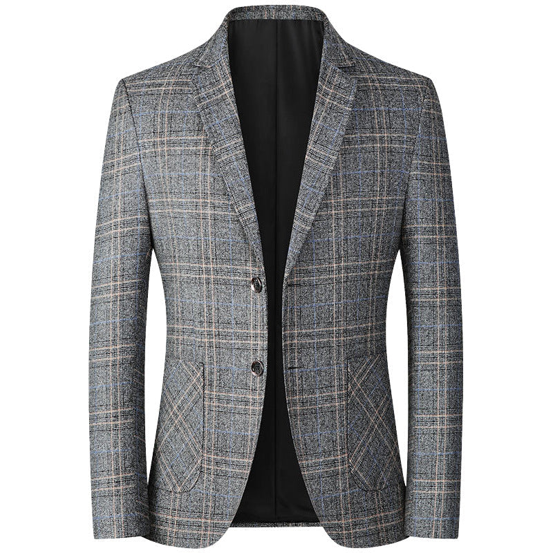 Close-up of blazer lapel and buttons