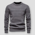 Dark grey crew neck sweater front view