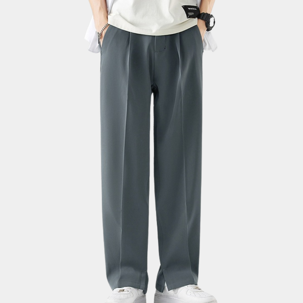 Men's relaxed fit trousers full length view