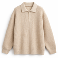 Ribbed knit quarter-zip jumper front view