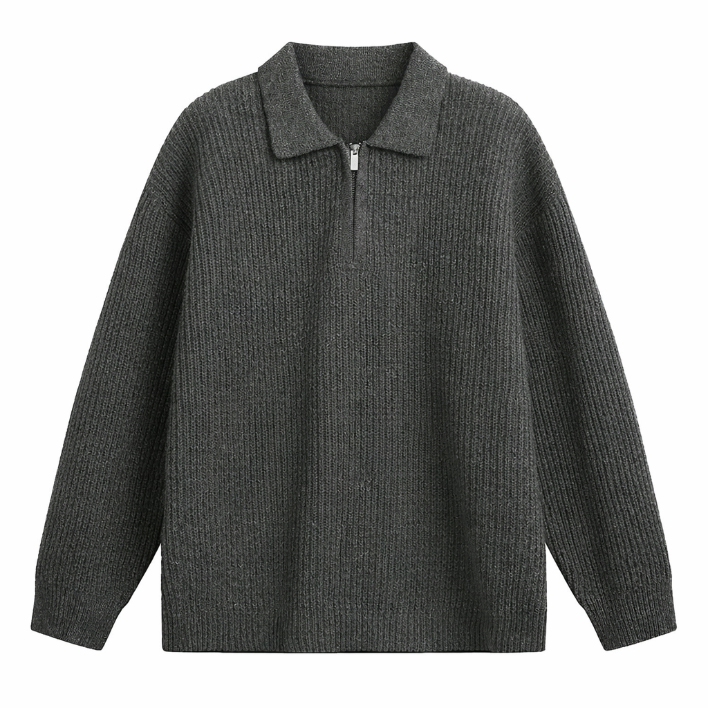 Ribbed knit quarter-zip jumper back view
