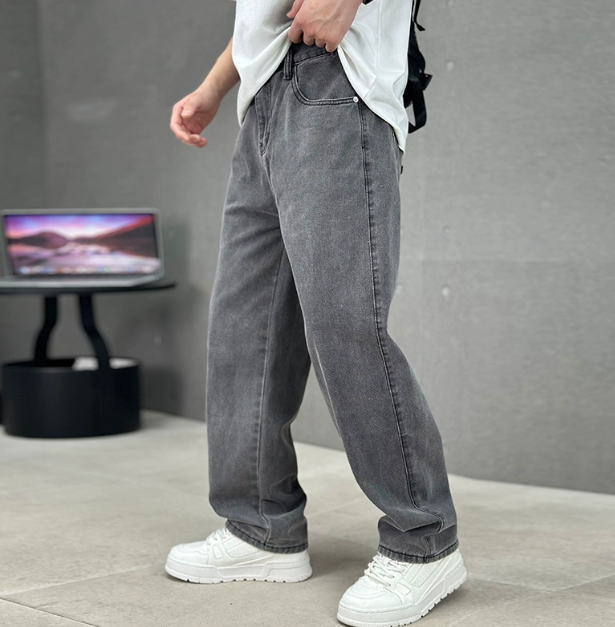 Men's straight-fit denim jeans front view