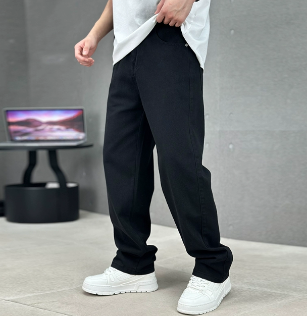 Men's straight-fit denim jeans back view