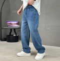 Men's straight-fit denim jeans detail view