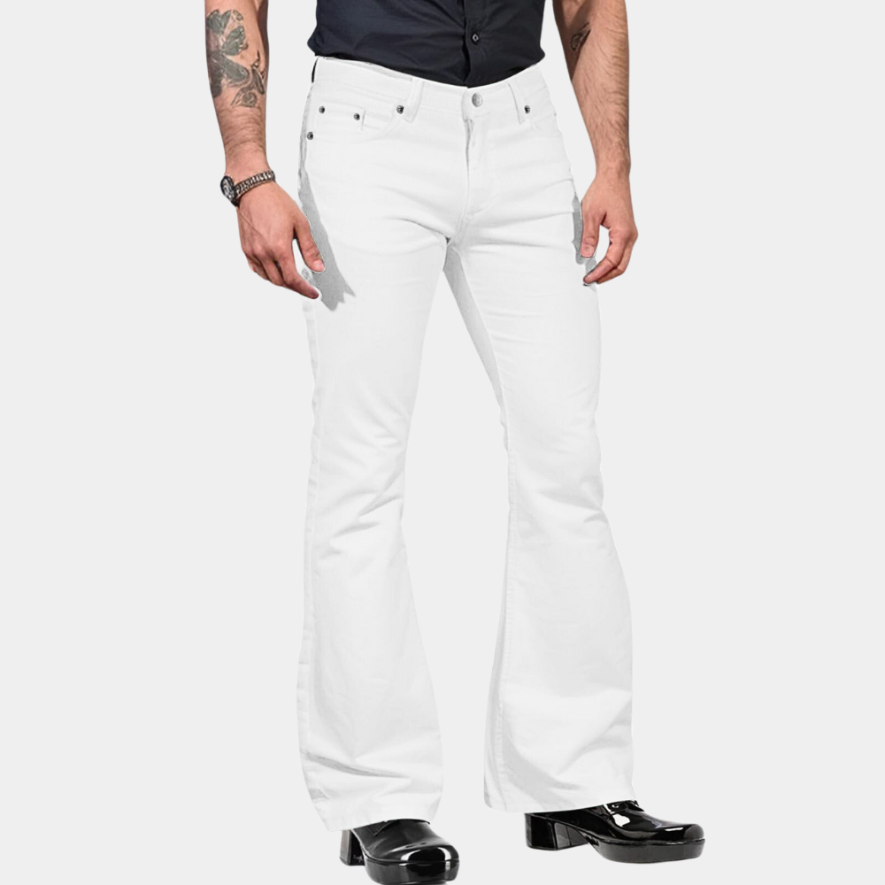 Men's flared trousers full outfit view