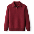 Ribbed knit quarter-zip jumper front view