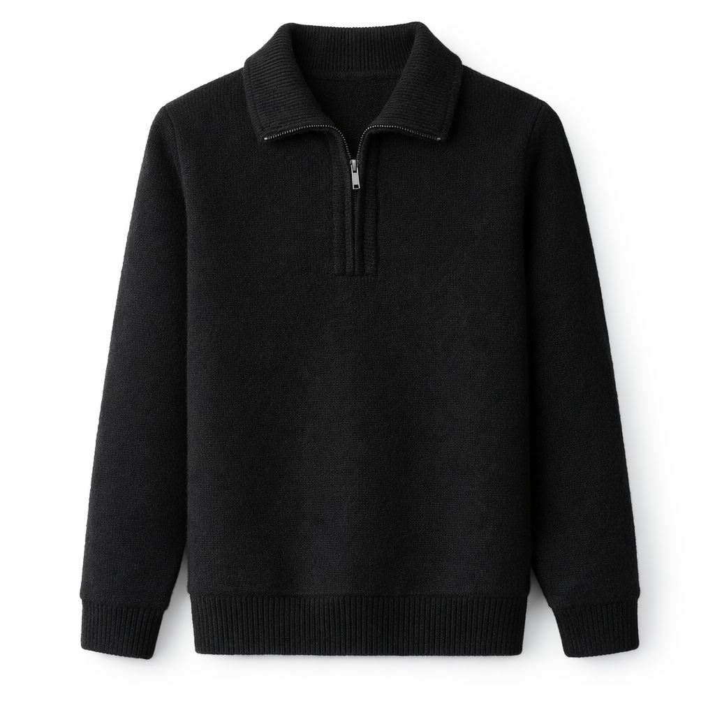 Detail of collar and half-zip fastening