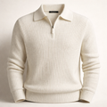 Ribbed knit quarter-zip jumper front view