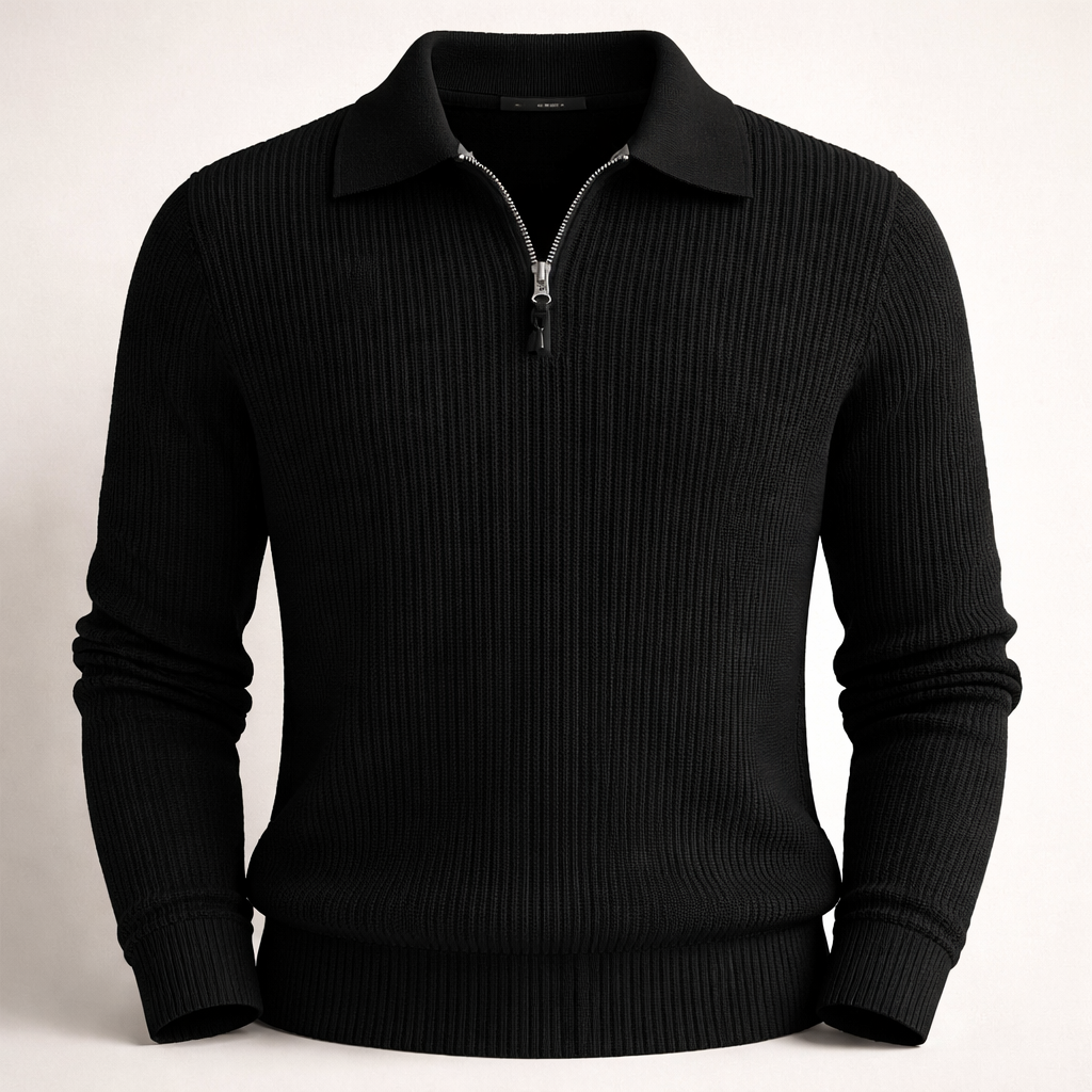 Quarter-zip jumper collar and zip detail