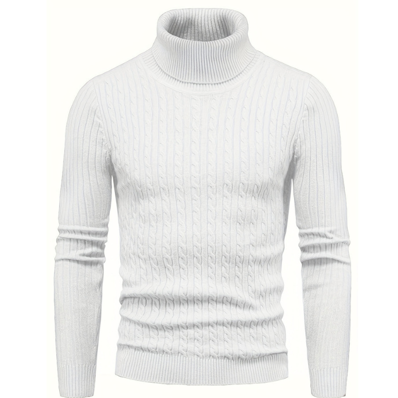 Close-up of ribbed knit turtleneck collar
