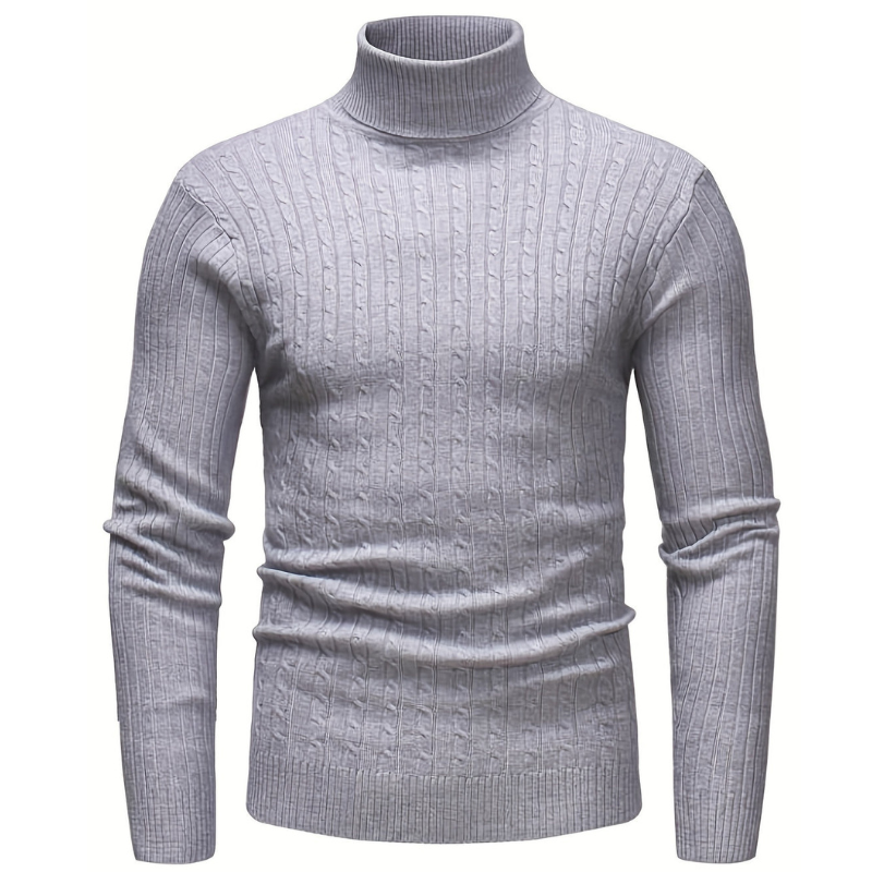 Men's turtleneck jumper styled with trousers