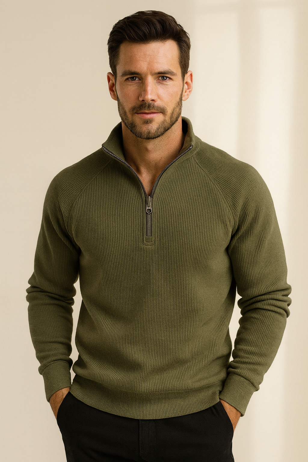 Quarter-zip jumper in navy colour