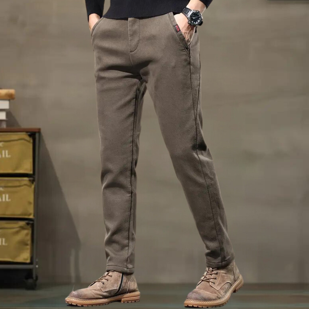 Men's slim fit casual trousers front view