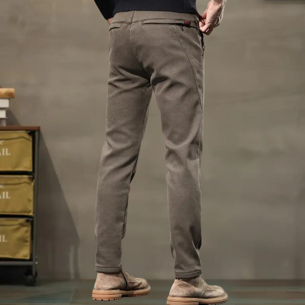 Men's slim fit casual trousers side view