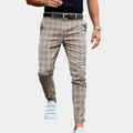 Khaki checked trousers front view