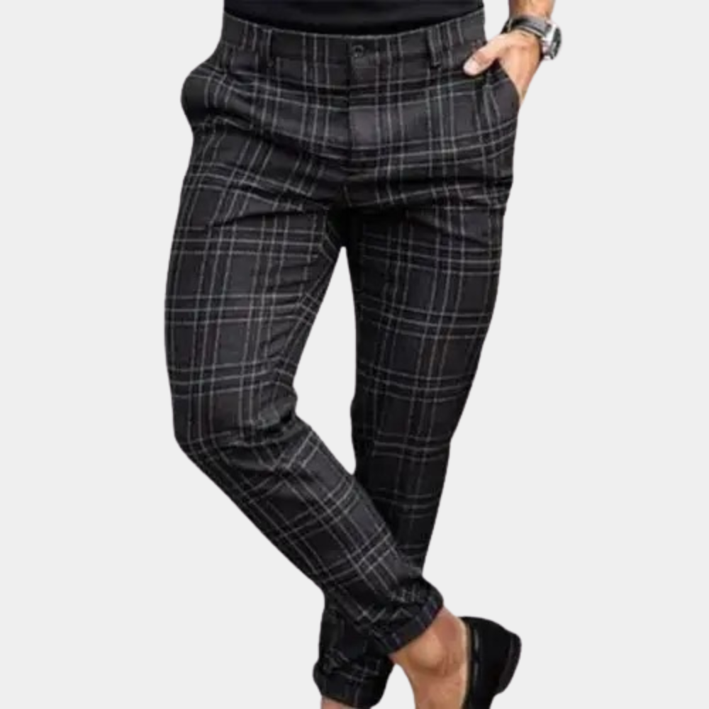 Black checked trousers front view