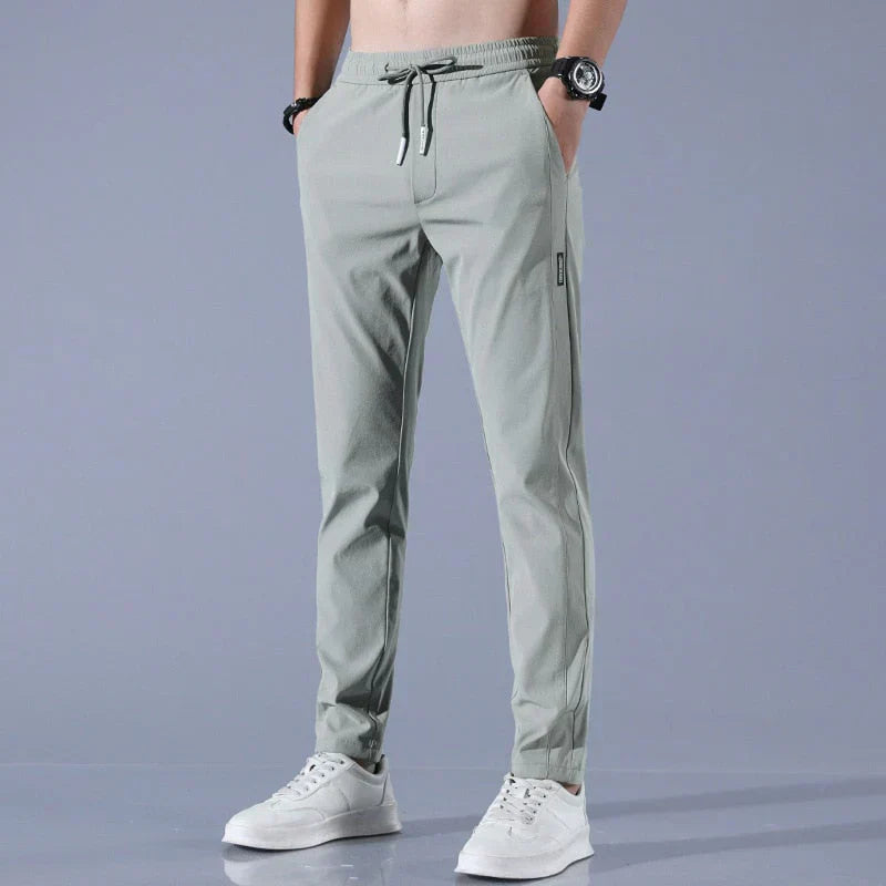 Jogger pants styled with trainers