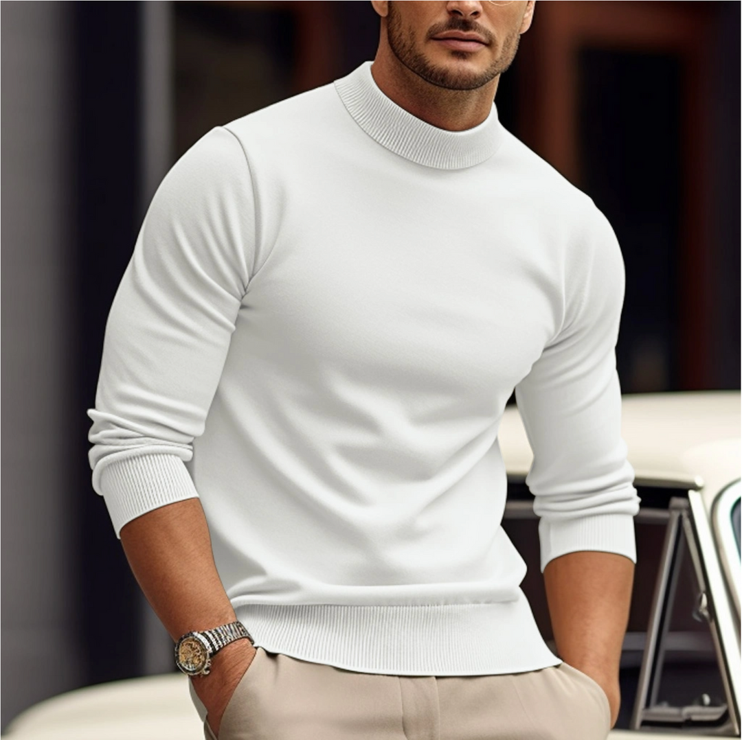 Slim fit knit jumper with high collar side view