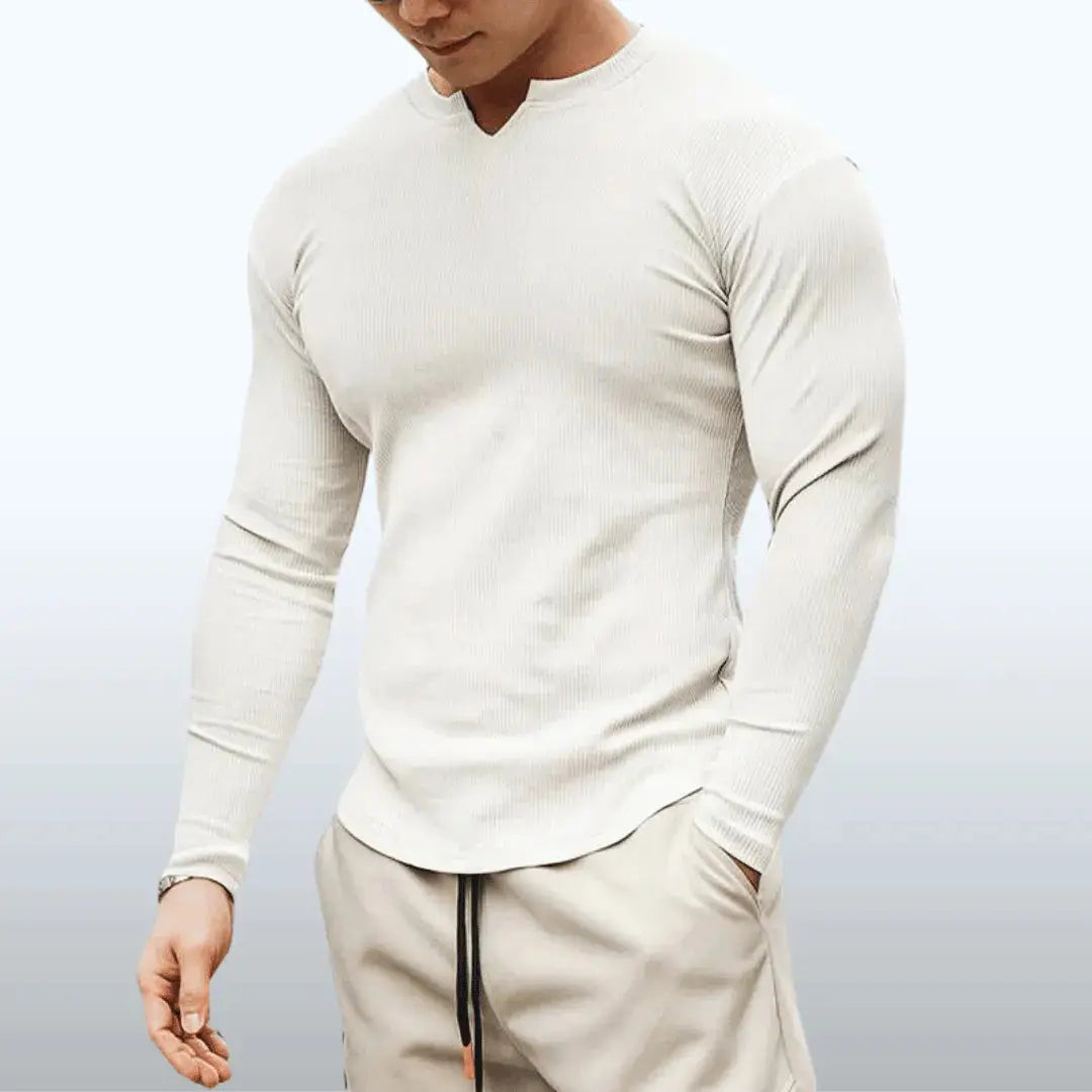 Men's slim fit long sleeve top front view