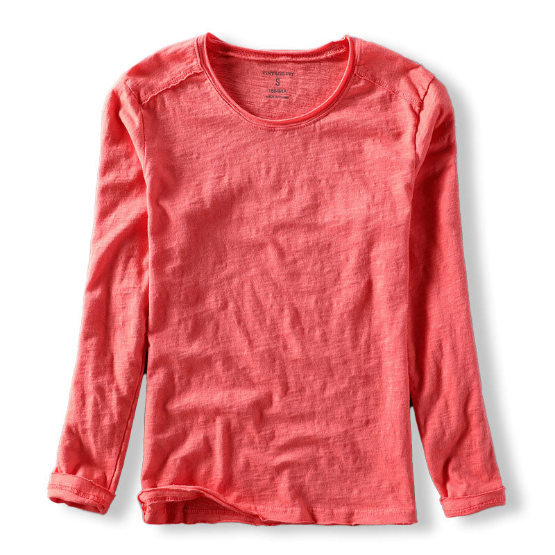 Men's long sleeve top close-up of neckline
