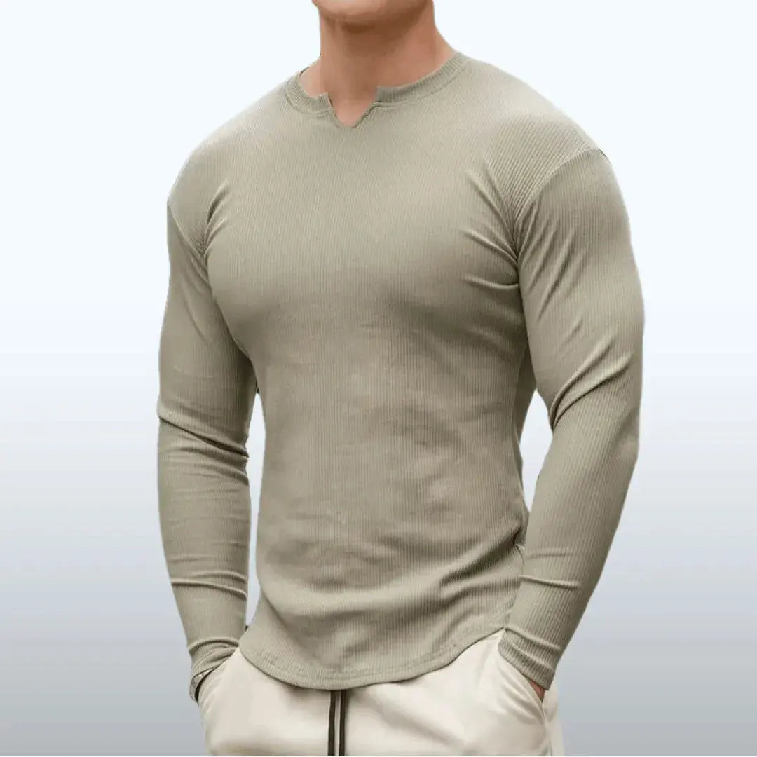 Slim fit long sleeve top folded flat