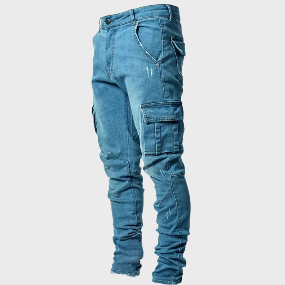 Cargo jeans pocket detail close-up