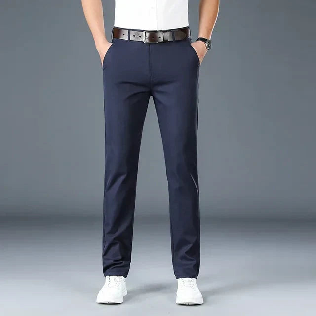 Men's slim-fit trousers back view