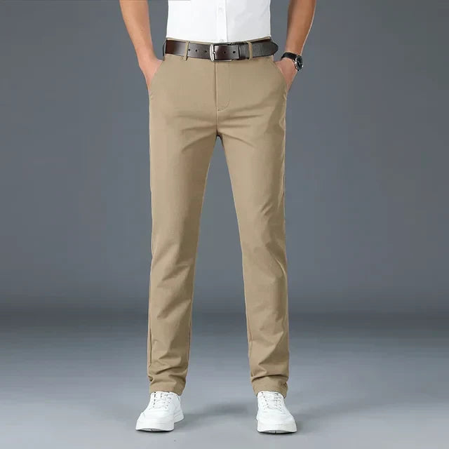 Trousers styled with shirt and blazer